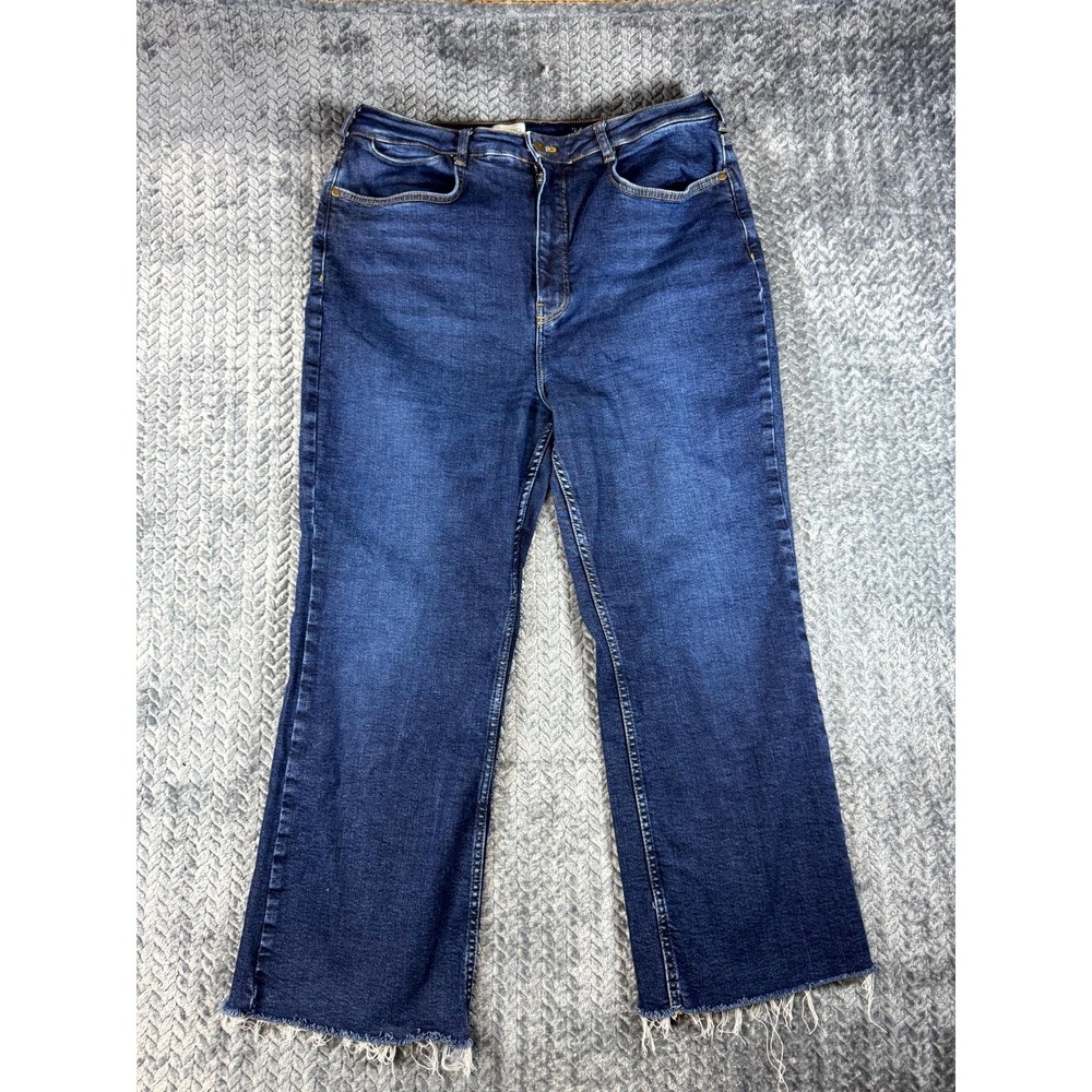 Pilcro Designed in Phila Crop Jeans Womens 34 Blue‎ Stretch Raw Hem High Rise